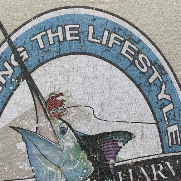 Guy Harvey T-Shirt Mens Large L‎ Marlin Weathered Graphic Fishing Southern Dad - Picture 5 of 12